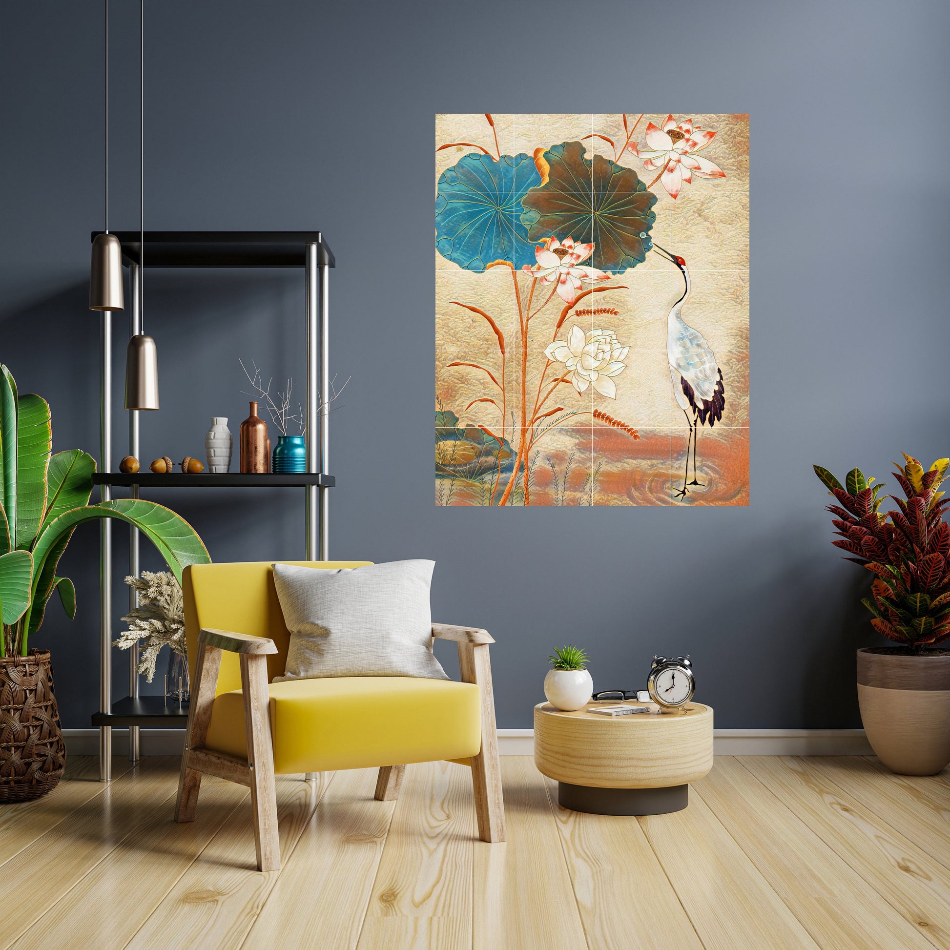 Japanese Crane Tile Mural: Gloss Ceramic Panel Wall Art