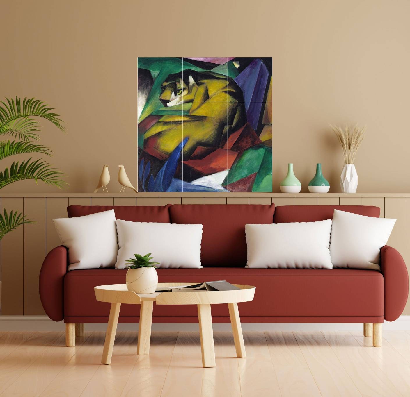 Tile Mural/Mosaic Ceramic Panel of a Tiger Painting - Franz Mark - Wall Art -Tiger Tile Mural - Home Decor Mural - Gloss Tiles - Tile Mosaic