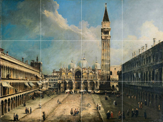 Tile Mural/Mosaic Ceramic Panel of Canaletto The Piazza San Marco in Venice - Venice print - Venice tile mural - Canaletto print -Wall print