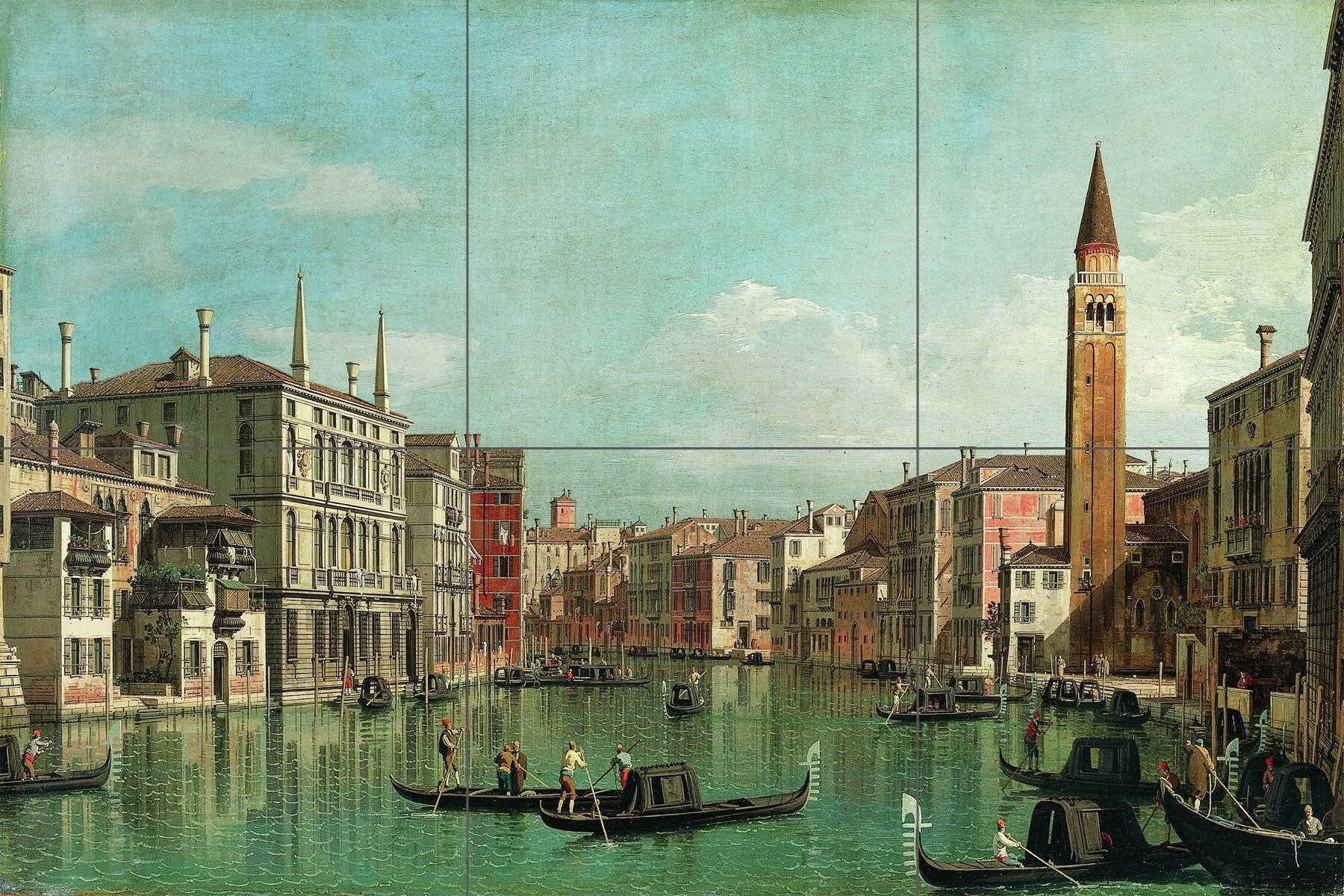 Tile Mural/Mosaic Ceramic Panel of The Grand Canal Venice - Canaletto Painting- Venice wall print - Venice wall art - Canaletto print