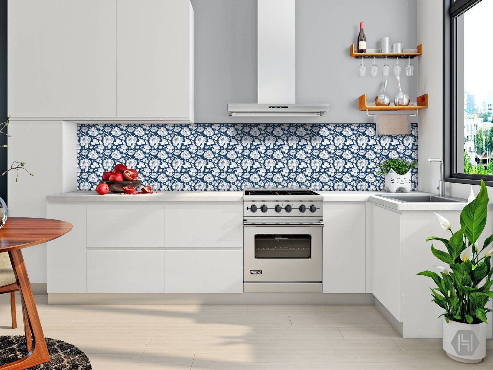 Floral Ceramic tiles - Set of 2 Floral Wall Decor Tiles - Kitchen Backsplash Tiles, Table Decorative Tiles, Bathroom Tiles, Shower tiles