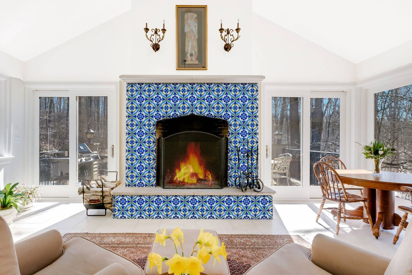 Italian Majolica Ceramic Tiles - Set of 2 Italian Wall Decor Tiles - Kitchen Backsplash Tiles, Table Decorative Tiles, Bathroom Tiles