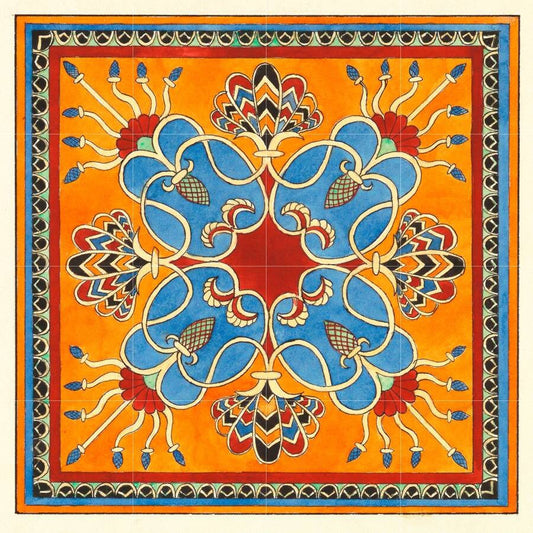 Tile Mural/Mosaic Ceramic Panel of an Assyrian Ornament- Elisabeth A Nedwill - Tile Mural - Oriental Mural Art - Gloss Tiles - Tile Mosaic