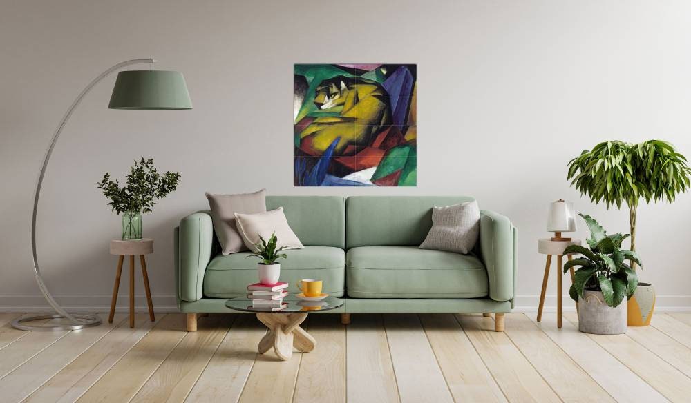 Tile Mural/Mosaic Ceramic Panel of a Tiger Painting - Franz Mark - Wall Art -Tiger Tile Mural - Home Decor Mural - Gloss Tiles - Tile Mosaic