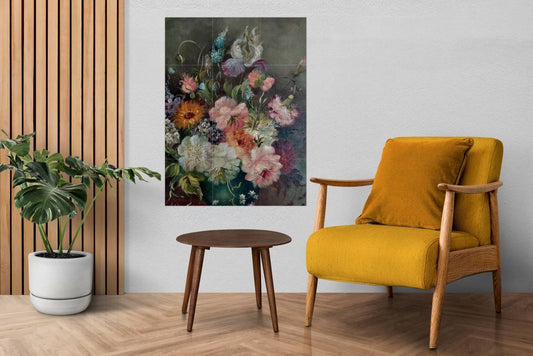 Watercolor Flowers Tile Mural: Floral Ceramic Mosaic, Home Decor