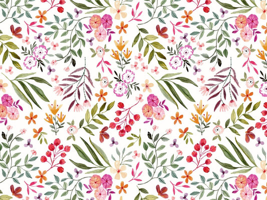 Watercolor Floral Tile Mural: Glossy Ceramic Flower Wall Art