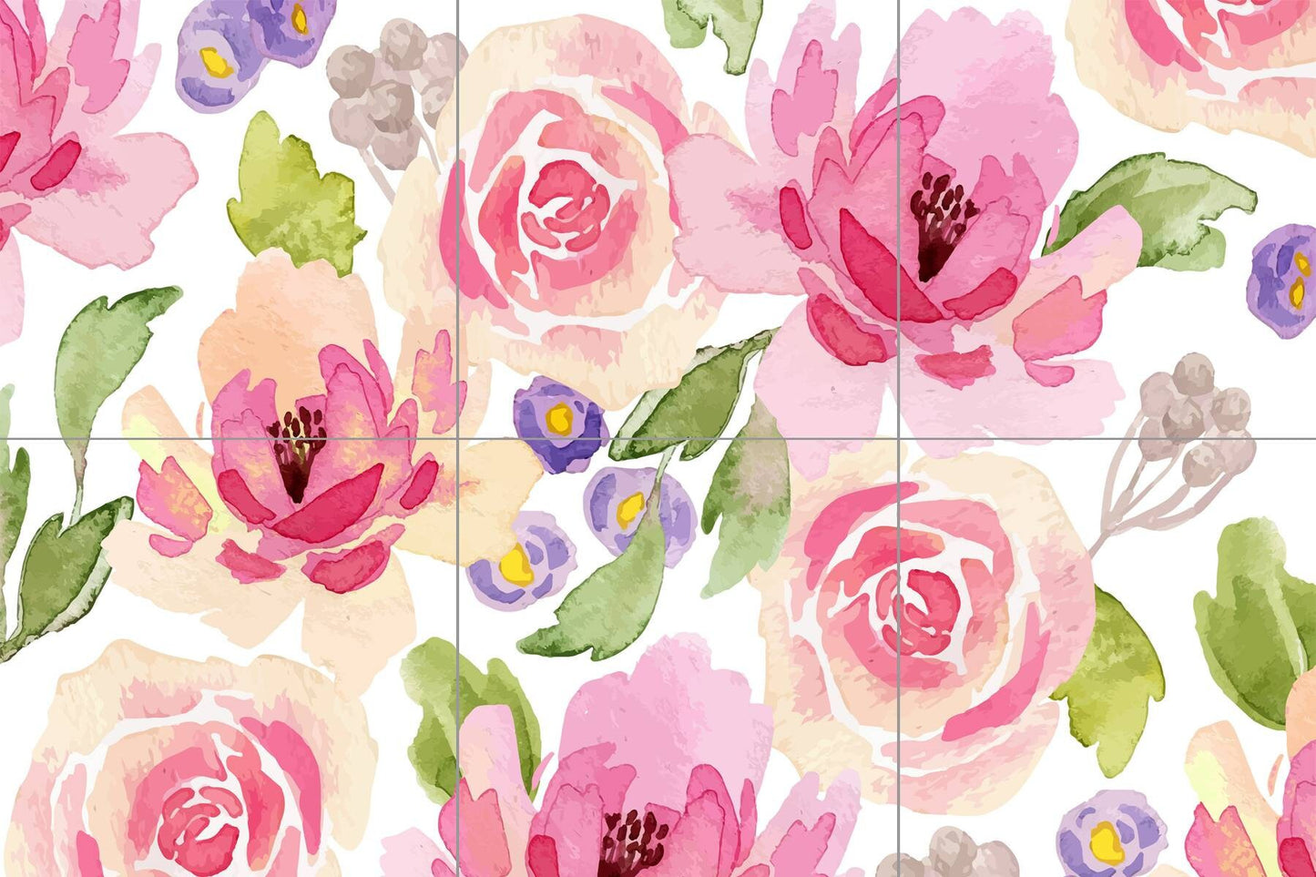 Floral Tile Mural: Watercolor Flower Garden Ceramic Mosaic