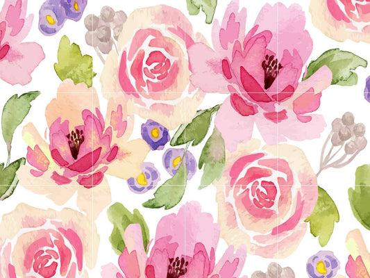 Floral Tile Mural: Watercolor Flower Garden Ceramic Mosaic