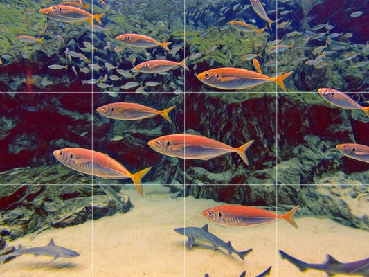 Tile Mural/Mosaic Ceramic Panel of an Ocean Fish Underwater World - Fishes Wall Art - Tile Mural Art Print - Home Decor - Tile Mosaic