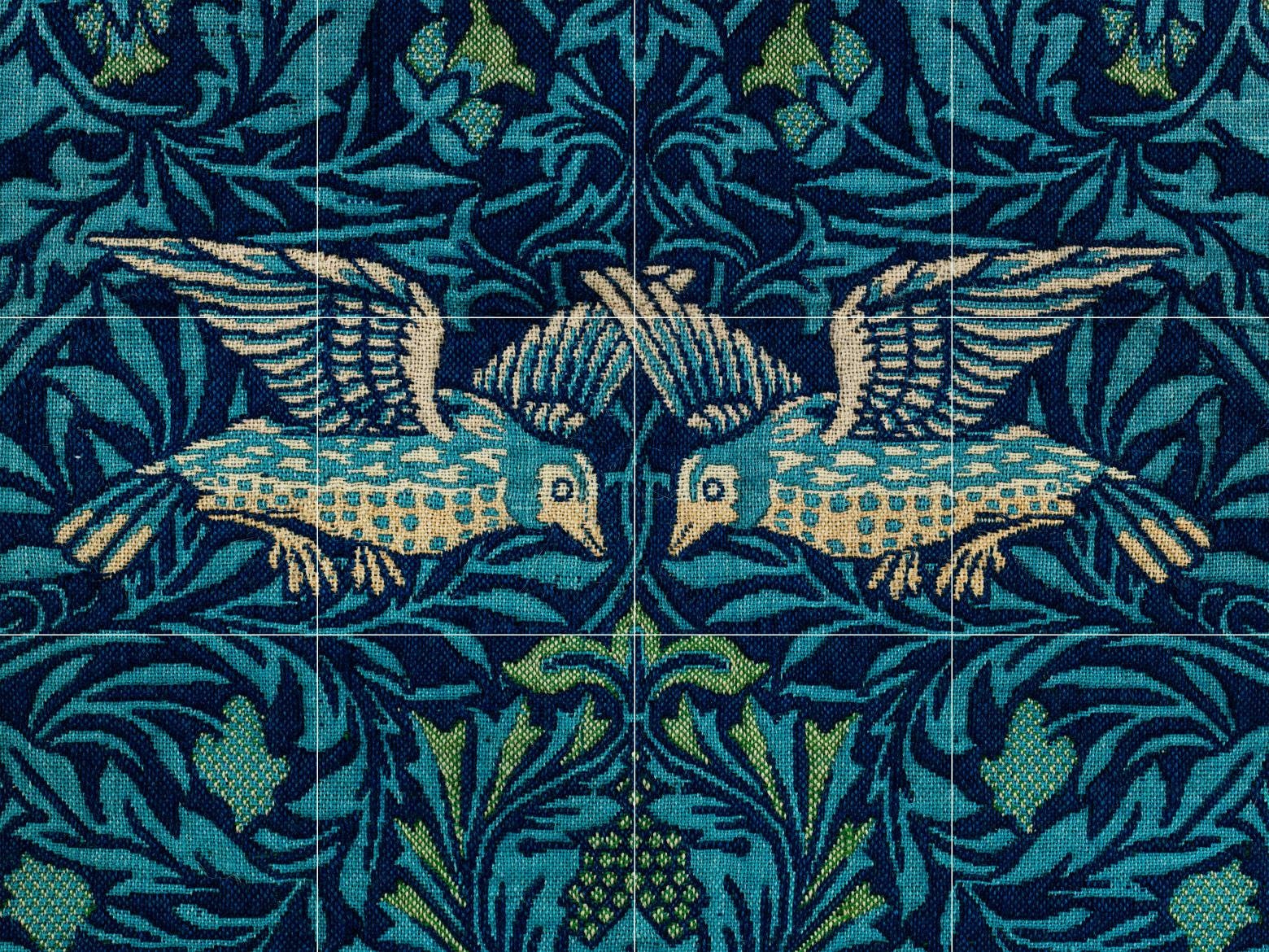 Tile Mural/Mosaic Ceramic Panel of Birds Painting by William Morris - Wall Nature Art - Birds Tile Mural - Gloss Tiles - Bird Tile Mosaic