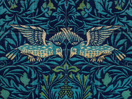 Tile Mural/Mosaic Ceramic Panel of Birds Painting by William Morris - Wall Nature Art - Birds Tile Mural - Gloss Tiles - Bird Tile Mosaic