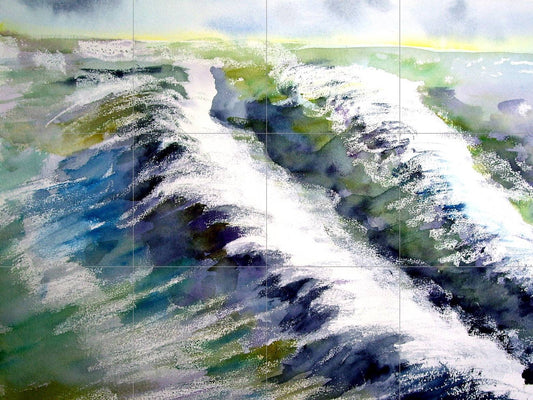 Tile Mural/Mosaic Ceramic Panel of Ocean Waves - Storm Mural - Ocean Waves Wall Mural - Wall Art -Tile Mural Art - Home Decor - Tile Mosaic