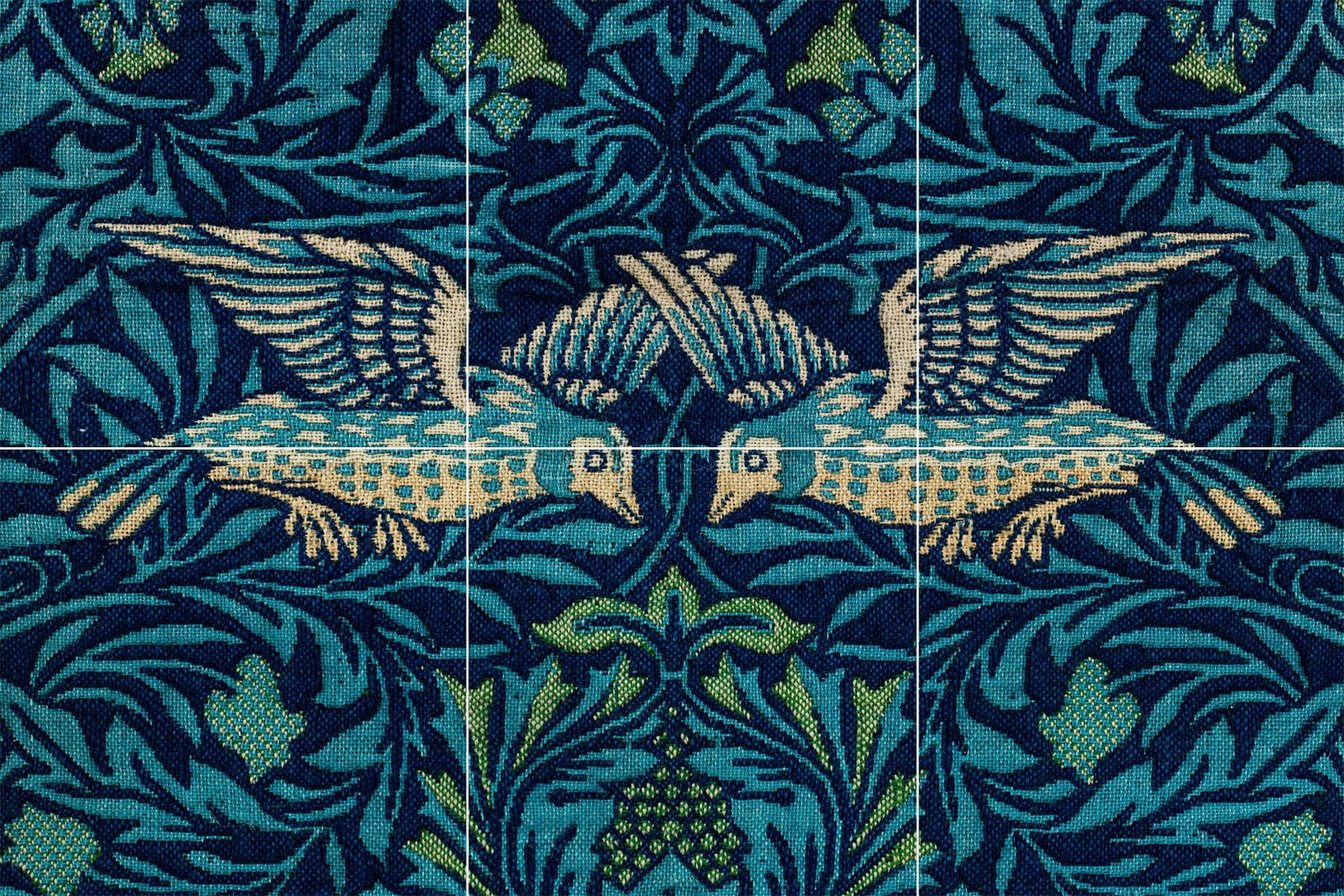 Tile Mural/Mosaic Ceramic Panel of Birds Painting by William Morris - Wall Nature Art - Birds Tile Mural - Gloss Tiles - Bird Tile Mosaic