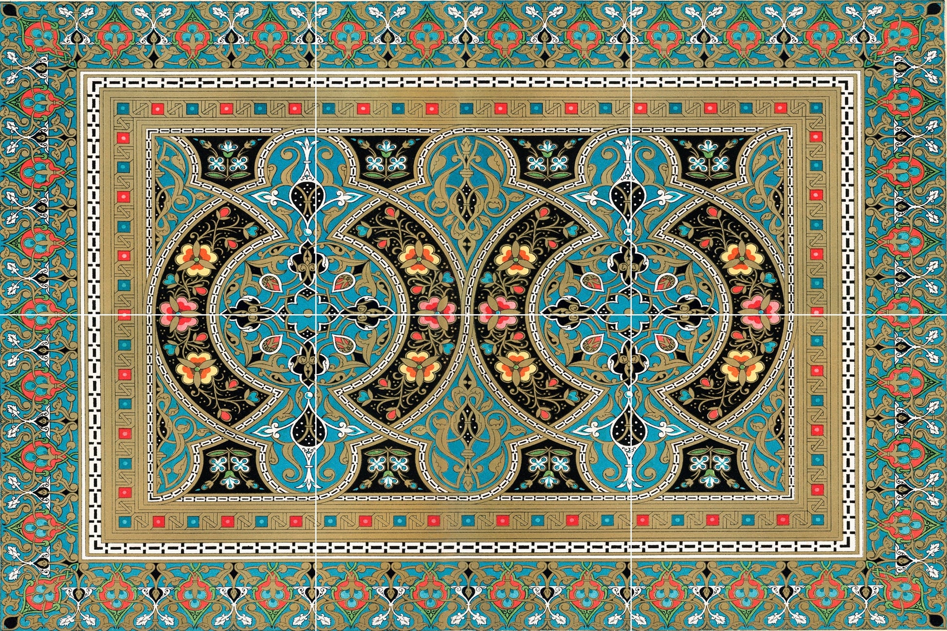 Tile Mural/Mosaic Ceramic Panel of Arabic Pattern - Arabic art decor - Arabic home decor - Tile Mural - Home Decor -Tile Mosaic