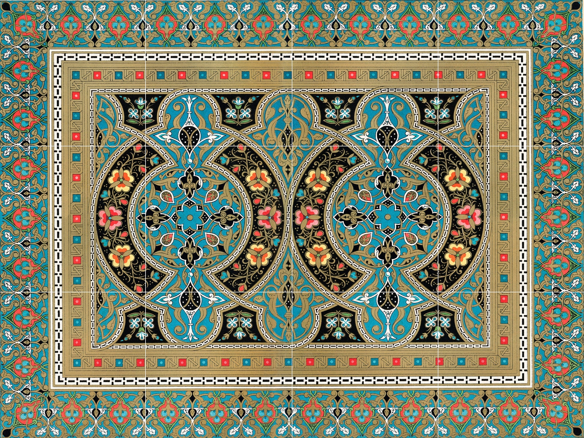 Tile Mural/Mosaic Ceramic Panel of Arabic Pattern - Arabic art decor - Arabic home decor - Tile Mural - Home Decor -Tile Mosaic