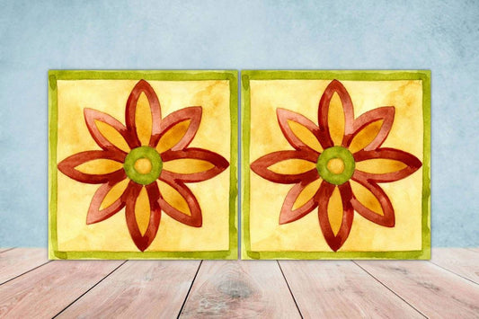 Italian Majolica Tiles - Set of 2 Italian Wall Decor Tiles - Kitchen Backsplash Tiles, Table Decorative Tiles, Bathroom Tiles, Coaster
