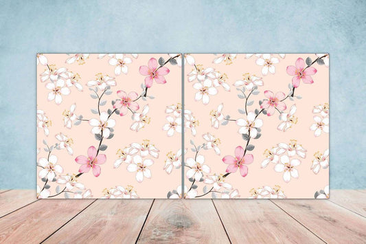 Floral Tiles Flower Design - Set of 2 Flowers Wall Decor Tiles, Kitchen Backsplash Tiles, Table Decorative Tiles, Bathroom Tiles