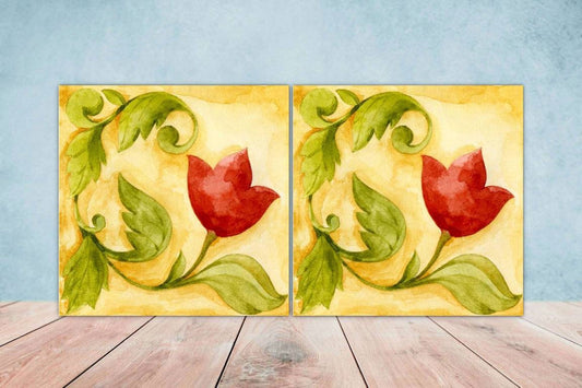 Italian Majolica Tiles - Set of 2 Italian Wall Decor Tiles - Kitchen Backsplash Tiles, Table Decorative Tiles, Bathroom Tiles, Coaster