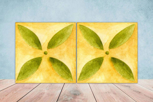Italian Majolica Tiles - Set of 2 Italian Wall Decor Tiles - Kitchen Backsplash Tiles, Table Decorative Tiles, Bathroom Tiles, Coaster
