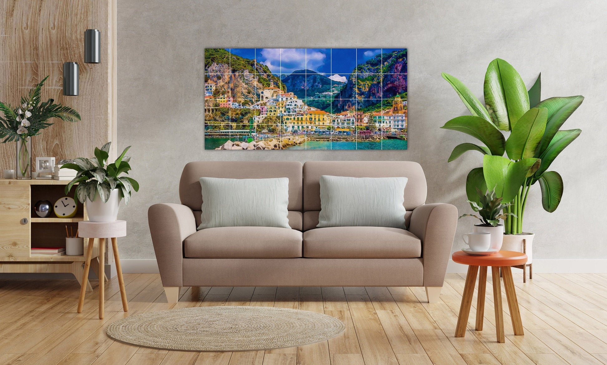 Tile Mural/Mosaic Ceramic Panel of Amalfi coast - Amalfi coast print - Amalfi Print- Amalfi Wall Art - Tile Mural - Gloss Tiles -Tile Mosaic