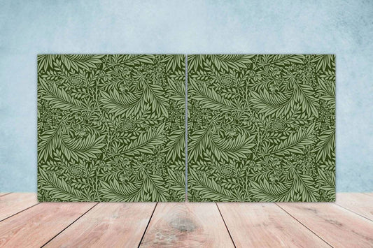 Tropical Leaf Tiles Design - Set of 2 Botanical Wall Decor Leaves Art Tile, Kitchen Backsplash Tiles,Table Decorative Tiles, Bathroom Tiles