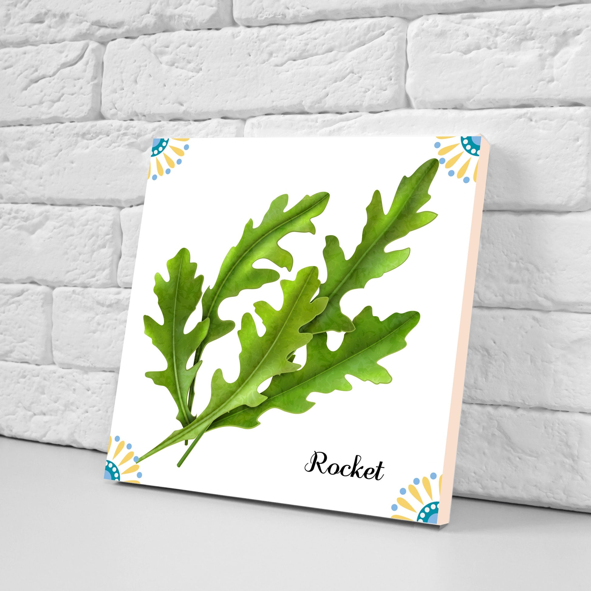 Aromatic herbs print Kitchen Ceramic Tiles - Set of 4 Ceramic Decor Tiles - Kitchen Backsplash Tiles, Bathroom Tiles, Botanical wall art