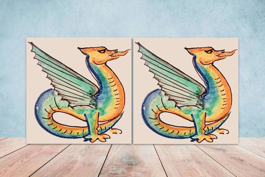Italian Majolica Tiles - Set of 2 Italian Wall Decor Tiles - Kitchen Backsplash Tiles, Table Decorative Tiles, Bathroom Tiles, Coaster