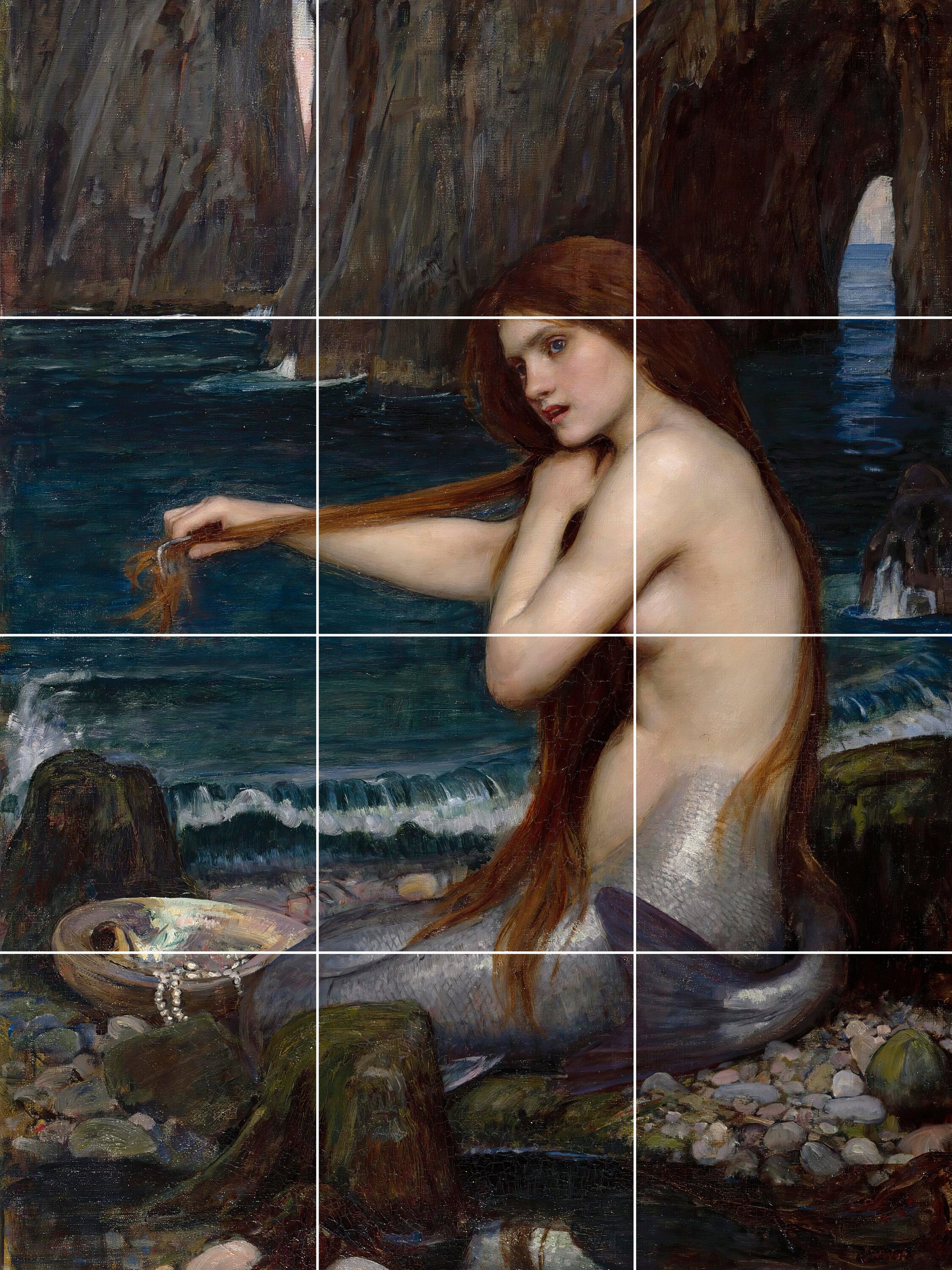 Tile Mural/Mosaic Ceramic Panel of A Mermaid William Waterhouse - Mermaid wall art - Waterhouse wall art- Mermaid wall print -Tile Mosaic