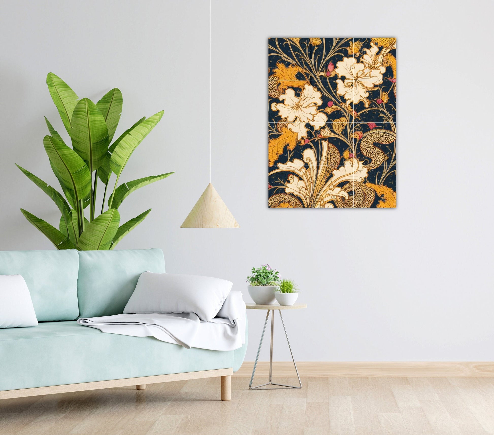 Art Nouveau Floral Ceramic Tile Mural/Mosaic -Art Nouveau Wall Decor Tiles -Kitchen Backsplash Tiles, Table Decorative Tiles, Bathroom Tiles