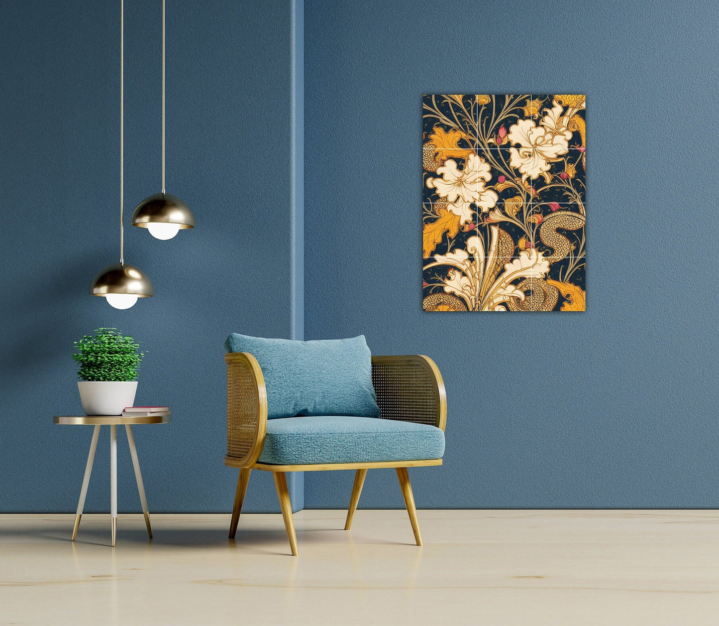 Art Nouveau Floral Ceramic Tile Mural/Mosaic -Art Nouveau Wall Decor Tiles -Kitchen Backsplash Tiles, Table Decorative Tiles, Bathroom Tiles