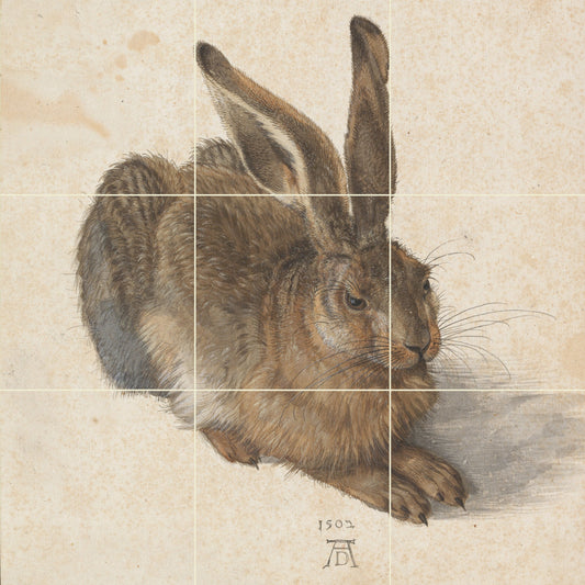 Tile Mural/Mosaic Ceramic Panel of Albrecht Dürer Young Hare -Albrecht Dürer wall art - Dürer wall print-Tile Mural-Gloss Tiles-Tile Mosaic