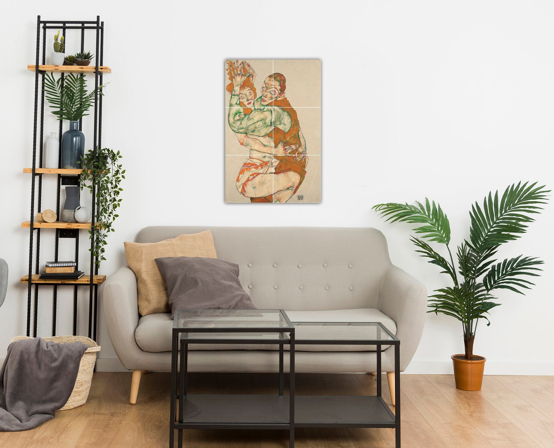 Tile Mural/Mosaic Ceramic Panel of Egon Schiele Lovemaking - Egon Schiele wall print - Schiele wall art - Tile Mural - Egon Schiele Mural