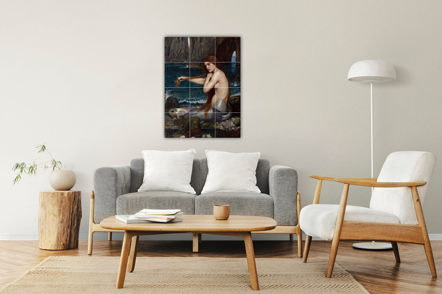 Tile Mural/Mosaic Ceramic Panel of A Mermaid William Waterhouse - Mermaid wall art - Waterhouse wall art- Mermaid wall print -Tile Mosaic