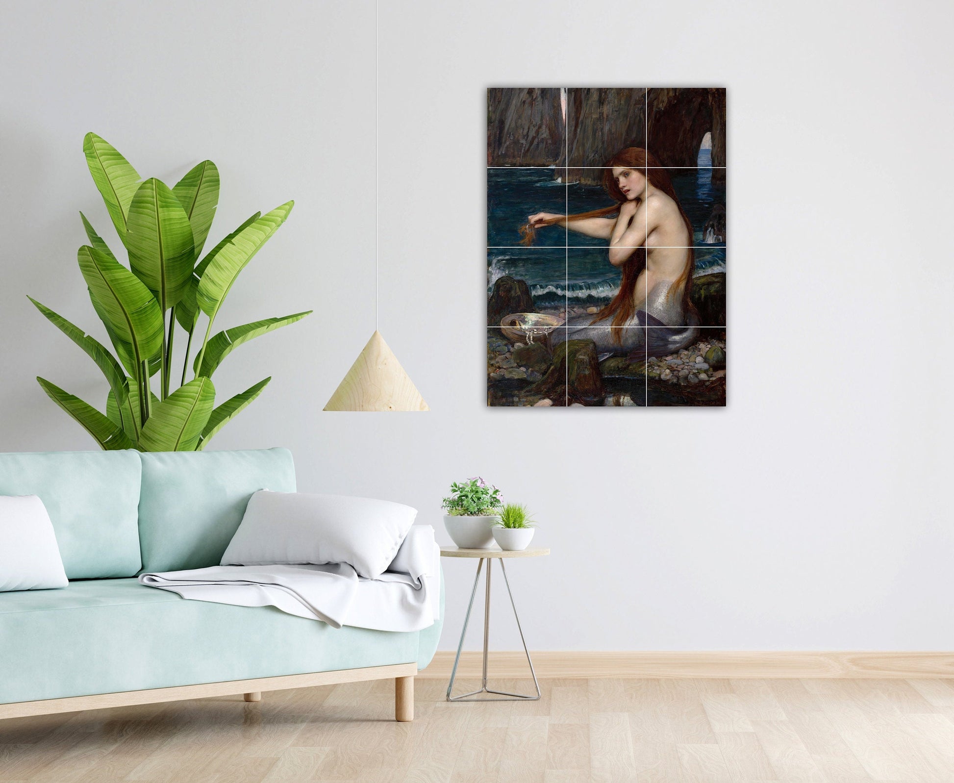 Tile Mural/Mosaic Ceramic Panel of A Mermaid William Waterhouse - Mermaid wall art - Waterhouse wall art- Mermaid wall print -Tile Mosaic