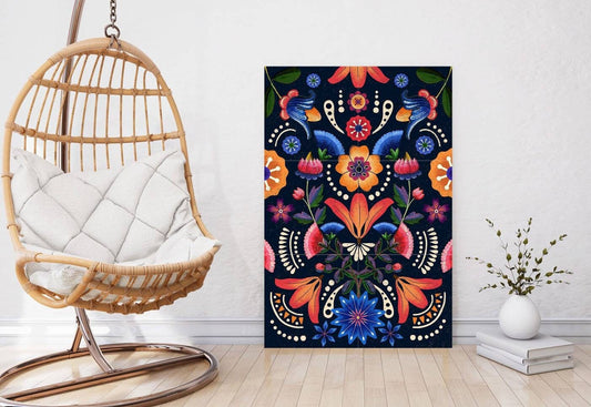 Mexican Flower Tile Mural: Watercolor Floral Mosaic Art