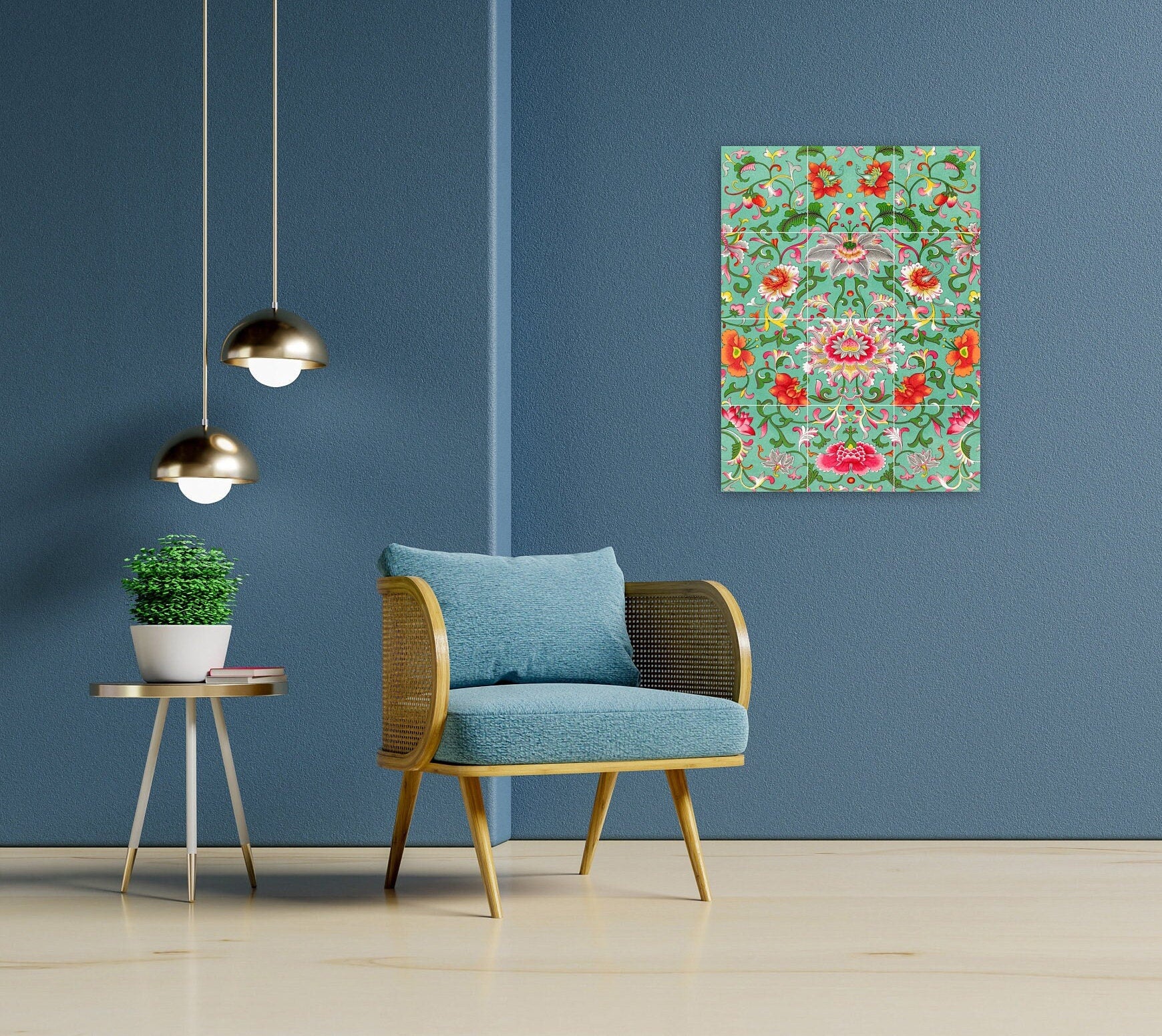 Art Nouveau Floral Ceramic Tile Mural/Mosaic -Art Nouveau Wall Decor Tiles -Kitchen Backsplash Tiles, Table Decorative Tiles, Bathroom Tiles