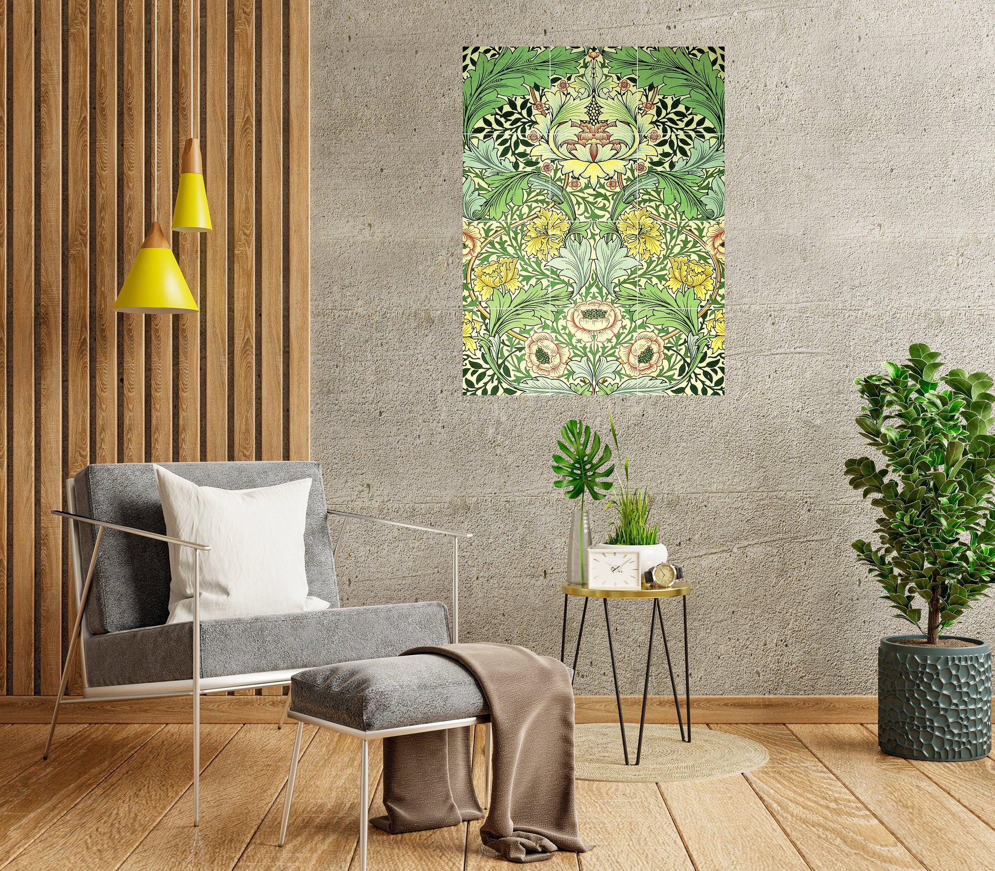 Art Nouveau Floral Ceramic Tile Mural/Mosaic -Art Nouveau Wall Decor Tiles -Kitchen Backsplash Tiles, Table Decorative Tiles, Bathroom Tiles