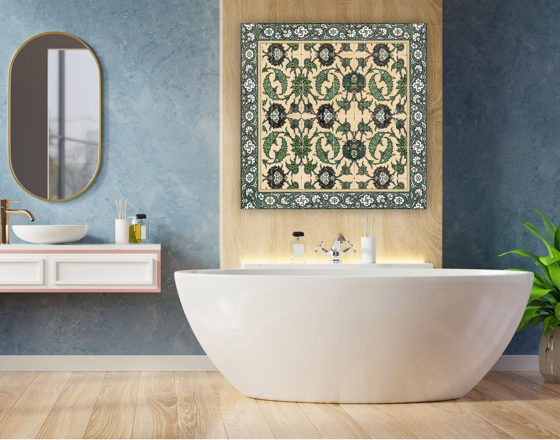 Tile Mural/Mosaic Ceramic Panel of Moroccan Pattern - Arabic art decor - Arabic Wall Art - Tile Mural - Home Decor -Tile Mosaic