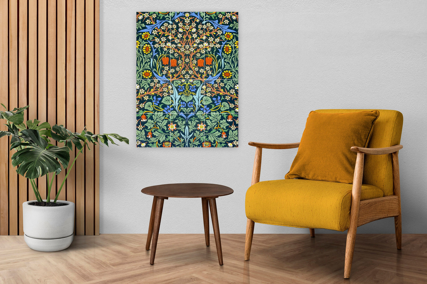 Art Nouveau Floral Ceramic Tile Mural/Mosaic - William Morris Blackthorn -Kitchen Backsplash Tiles, Table Decorative Tiles, Bathroom Tiles