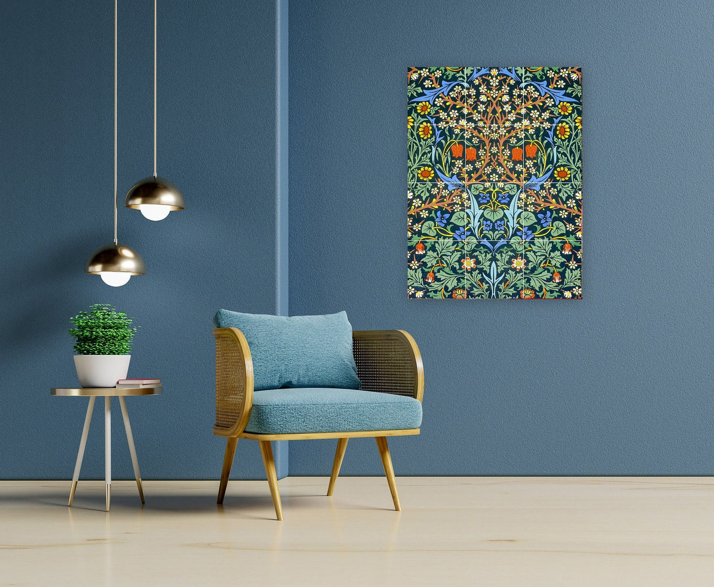 Art Nouveau Floral Ceramic Tile Mural/Mosaic - William Morris Blackthorn -Kitchen Backsplash Tiles, Table Decorative Tiles, Bathroom Tiles