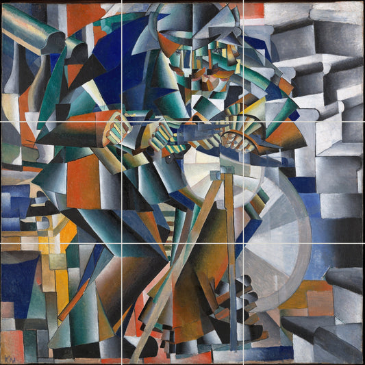 Tile Mural/Mosaic Ceramic Panel of Kazimir Malevich The Knife Grinder - Malevich wall art - Tile Mural - Malevich wall print -Tile Mosaic