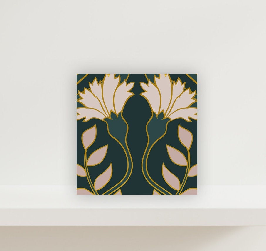 Art Nouveau Ceramic Tile - 1 Art Nouveau Tile - Kitchen Backsplash Tiles, Table Decorative Tiles, Bathroom Tiles, Accent tiles