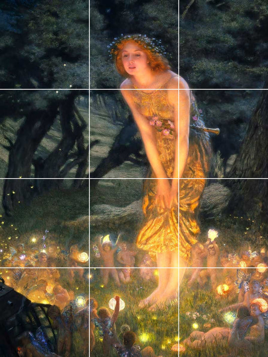 Tile Mural/Mosaic Ceramic Panel of Edward Robert Hughes Midsummer Eve - Robert Hughes wall print- Tile Mural- Gloss Tiles- Tile Mosaic