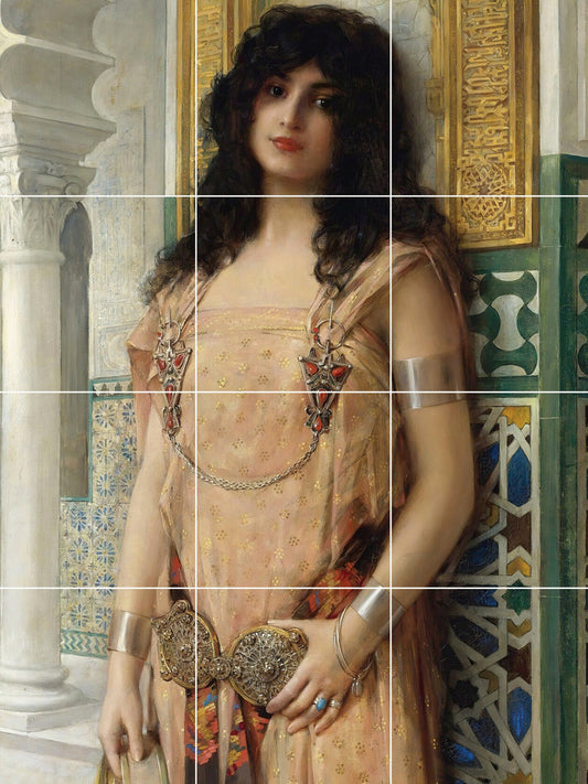 Tile Mural/Mosaic Ceramic Panel of Léon François Comerre An Eastern Beauty - Comerre wall print - Tile Mural - Accent tiles - Tile Mosaic