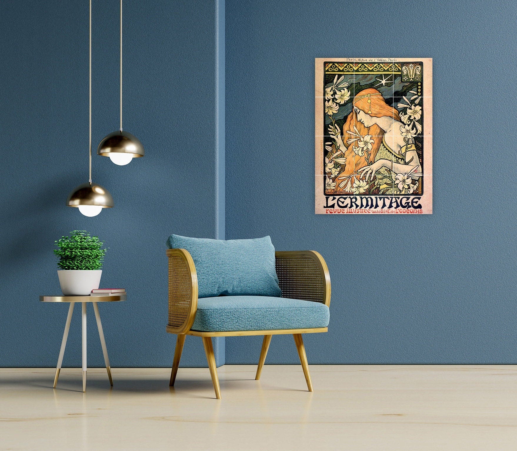 Tile Mural/Mosaic Ceramic Panel of Paul Berthon Ermitage - Paul Berthon wall print - Art Nouveau decor -Tile Mural-Gloss Tiles-Tile Mosaic