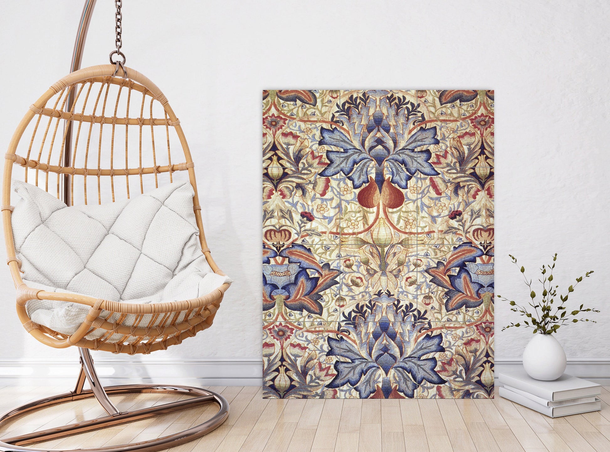 Tile Mural/Mosaic Ceramic Panel of William Morris Artichoke - William Morris wall art- Morris wall print- Tile Mural-Gloss Tiles-Tile Mosaic