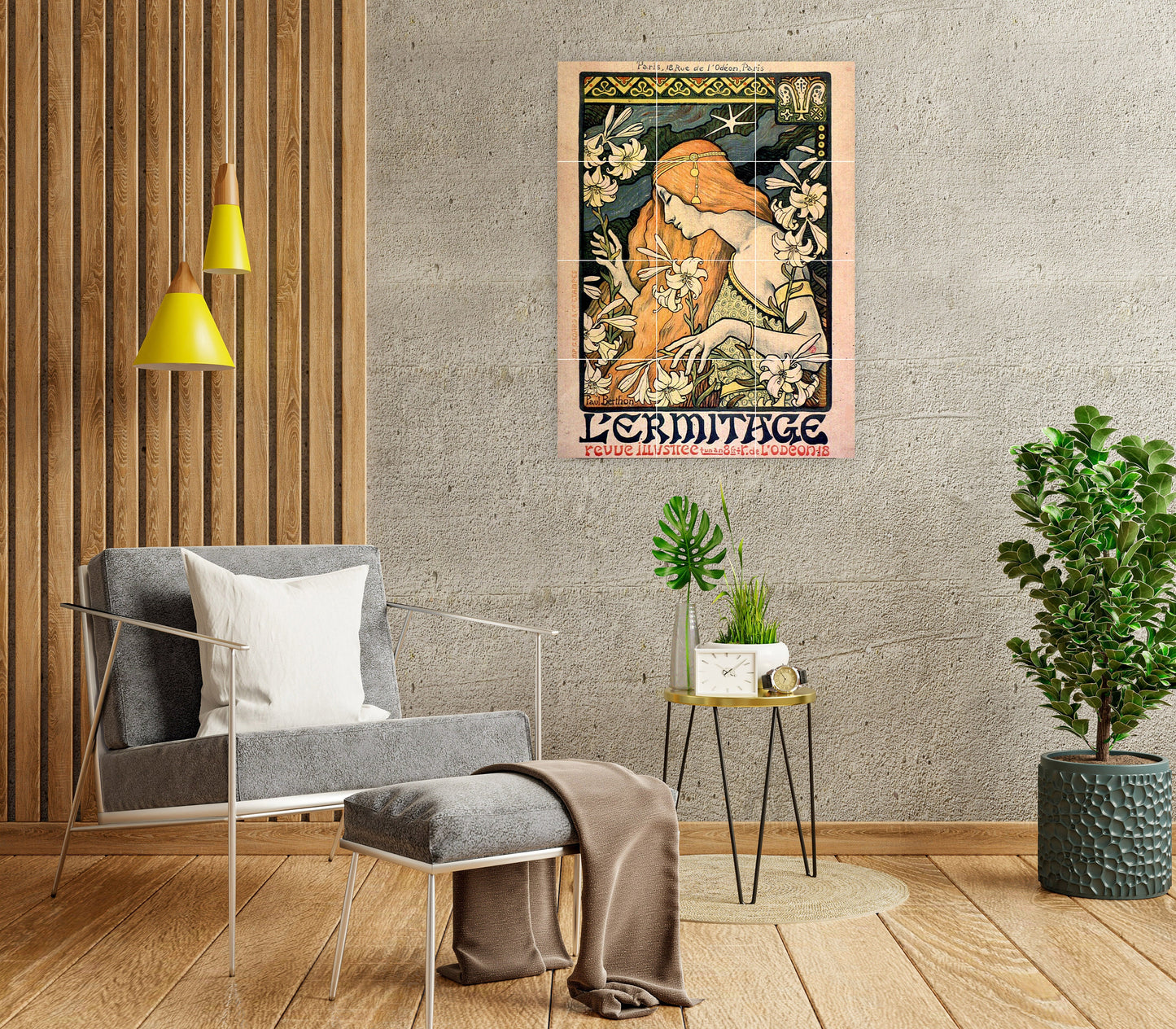 Tile Mural/Mosaic Ceramic Panel of Paul Berthon Ermitage - Paul Berthon wall print - Art Nouveau decor -Tile Mural-Gloss Tiles-Tile Mosaic