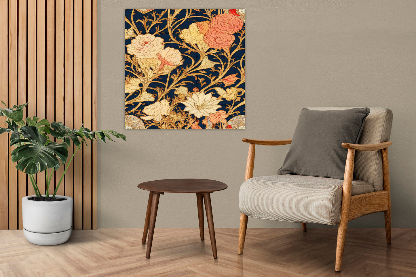 Art Nouveau Floral Ceramic Tile Mural/Mosaic -Art Nouveau Wall Decor Tiles -Kitchen Backsplash Tiles, Table Decorative Tiles, Bathroom Tiles