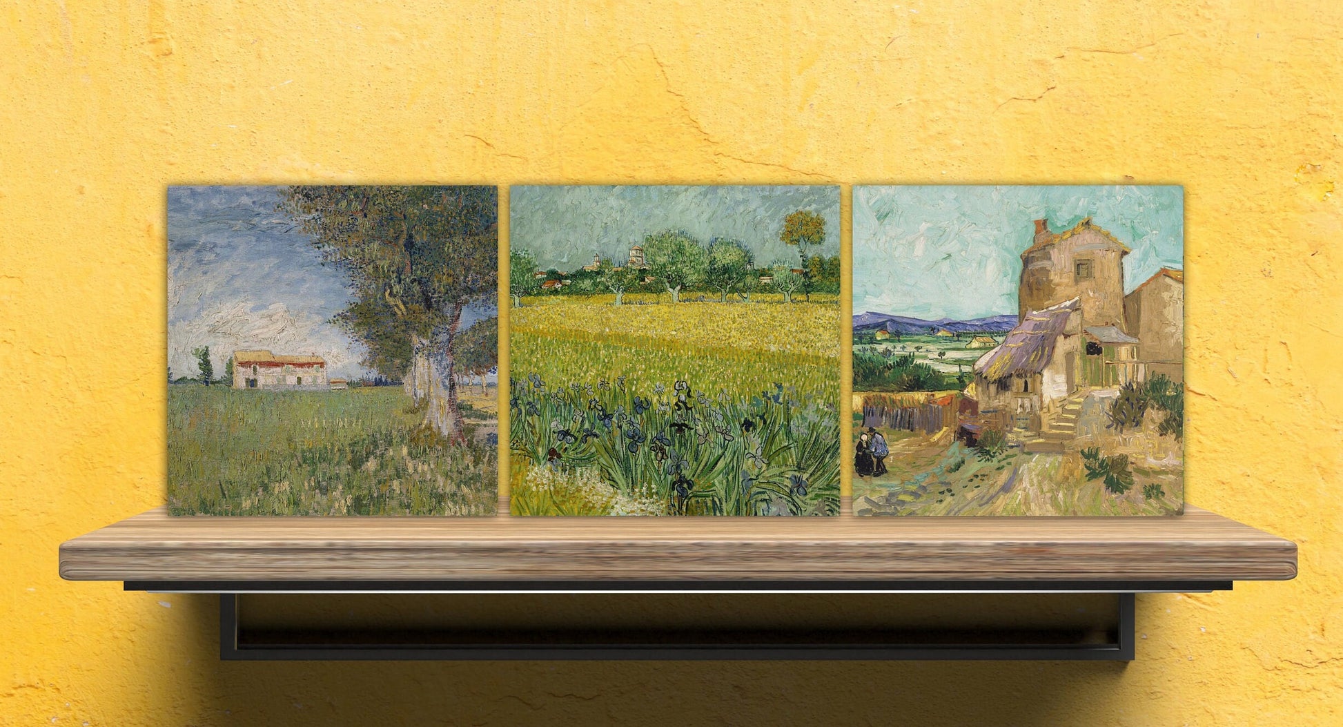 Van Gogh Set of 3 Ceramic tiles, Ceramic Decor Tiles, Kitchen Backsplash Tiles, Bathroom Tiles, Van Gogh wall art, Van Gogh print