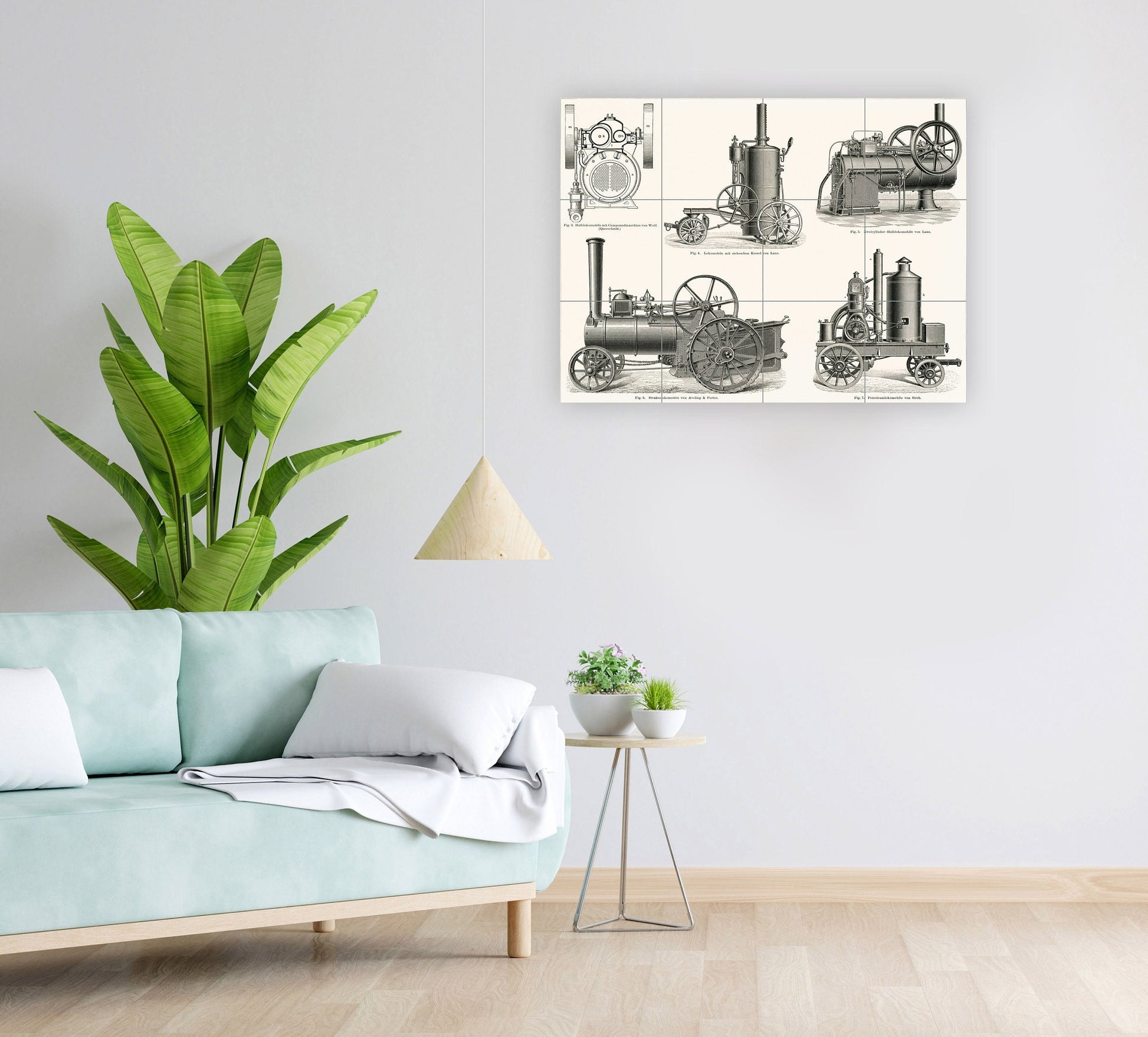 Tile Mural/Mosaic Ceramic Panel of Vintage Locomotive - Steam Locomotive print - Steam Train print - Home decor - Vintage railroad